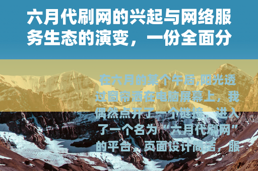 六月代刷网的兴起与网络服务生态的演变，一份全面分析
