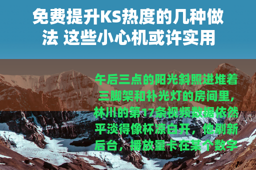 免费提升KS热度的几种做法 这些小心机或许实用