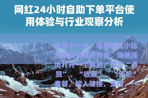 网红24小时自助下单平台使用体验与行业观察分析