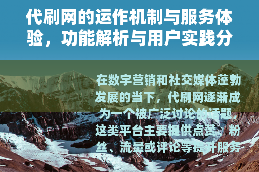 代刷网的运作机制与服务体验，功能解析与用户实践分享