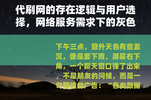 代刷网的存在逻辑与用户选择，网络服务需求下的灰色地带观察