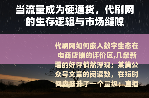 当流量成为硬通货，代刷网的生存逻辑与市场缝隙