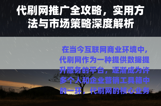 代刷网推广全攻略，实用方法与市场策略深度解析