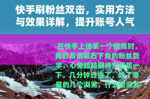 快手刷粉丝双击，实用方法与效果详解，提升账号人气必备