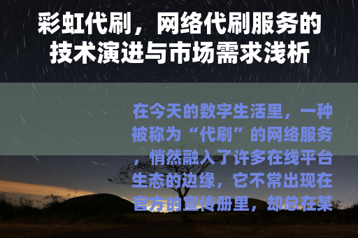 彩虹代刷，网络代刷服务的技术演进与市场需求浅析