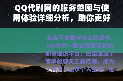 QQ代刷网的服务范围与使用体验详细分析，助你更好地理解这一现象