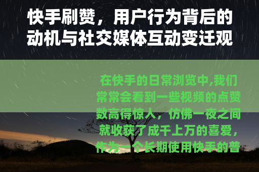 快手刷赞，用户行为背后的动机与社交媒体互动变迁观察