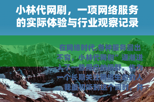 小林代网刷，一项网络服务的实际体验与行业观察记录