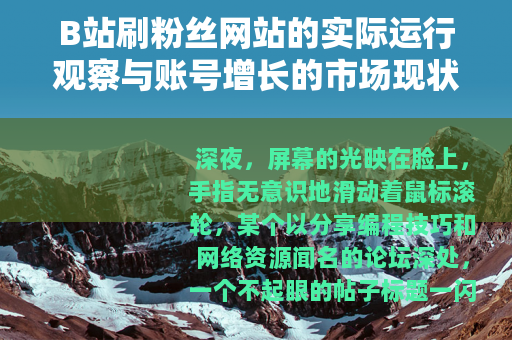 B站刷粉丝网站的实际运行观察与账号增长的市场现状