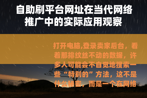 自助刷平台网址在当代网络推广中的实际应用观察