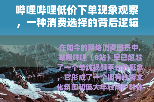 哔哩哔哩低价下单现象观察，一种消费选择的背后逻辑