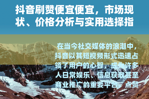 抖音刷赞便宜便宜，市场现状、价格分析与实用选择指南