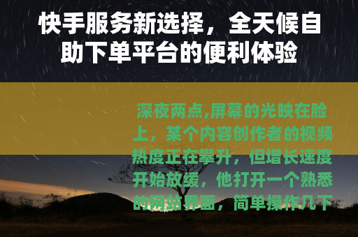 快手服务新选择，全天候自助下单平台的便利体验