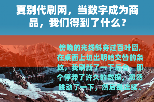 夏别代刷网，当数字成为商品，我们得到了什么？