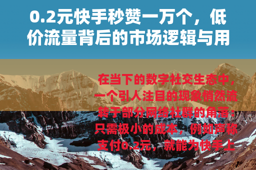 0.2元快手秒赞一万个，低价流量背后的市场逻辑与用户心态