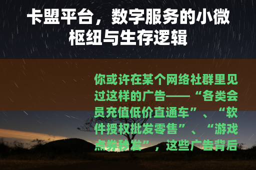 卡盟平台，数字服务的小微枢纽与生存逻辑