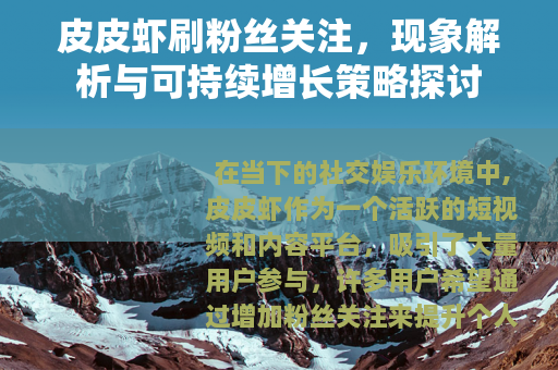 皮皮虾刷粉丝关注，现象解析与可持续增长策略探讨