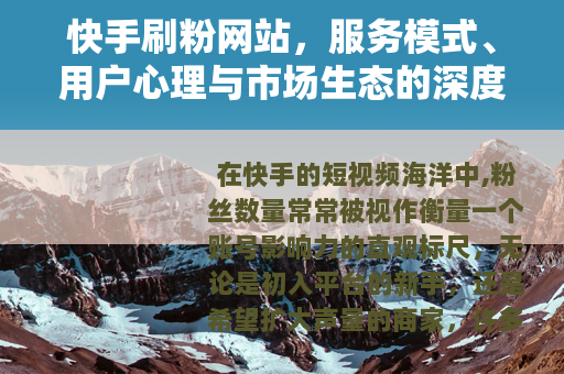 快手刷粉网站，服务模式、用户心理与市场生态的深度观察