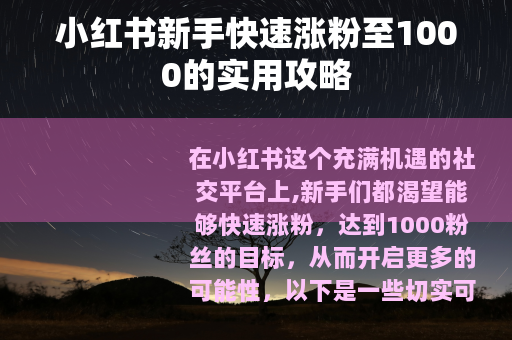 小红书新手快速涨粉至1000的实用攻略