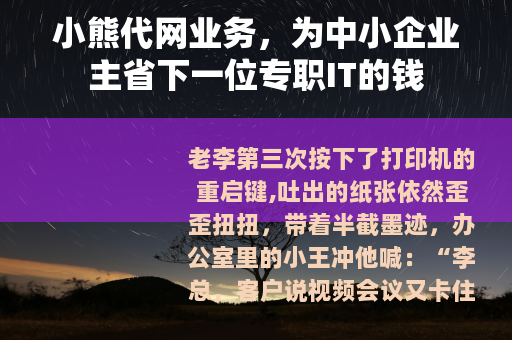 小熊代网业务，为中小企业主省下一位专职IT的钱