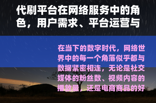 代刷平台在网络服务中的角色，用户需求、平台运营与行业展望