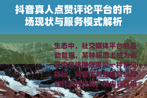抖音真人点赞评论平台的市场现状与服务模式解析