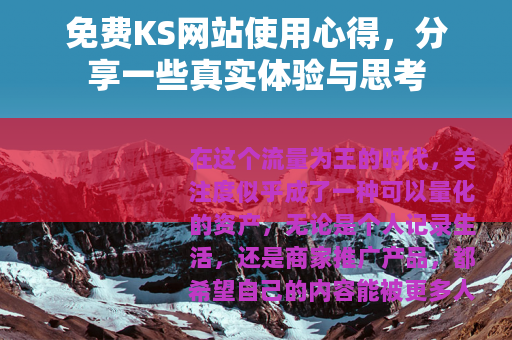 免费KS网站使用心得，分享一些真实体验与思考