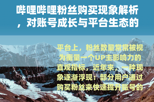 哔哩哔哩粉丝购买现象解析，对账号成长与平台生态的思考