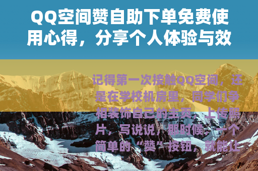 QQ空间赞自助下单免费使用心得，分享个人体验与效果观察