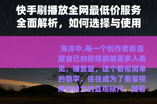 快手刷播放全网最低价服务全面解析，如何选择与使用