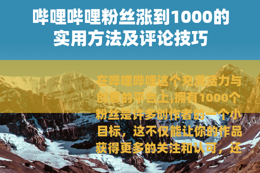 哔哩哔哩粉丝涨到1000的实用方法及评论技巧