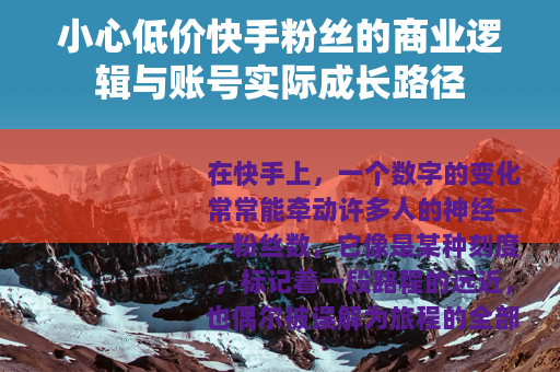 小心低价快手粉丝的商业逻辑与账号实际成长路径