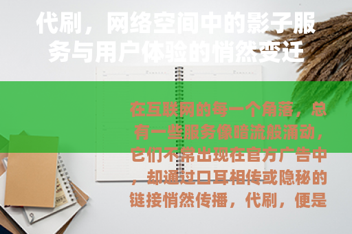 代刷，网络空间中的影子服务与用户体验的悄然变迁