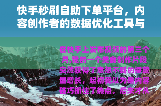 快手秒刷自助下单平台，内容创作者的数据优化工具与市场见闻