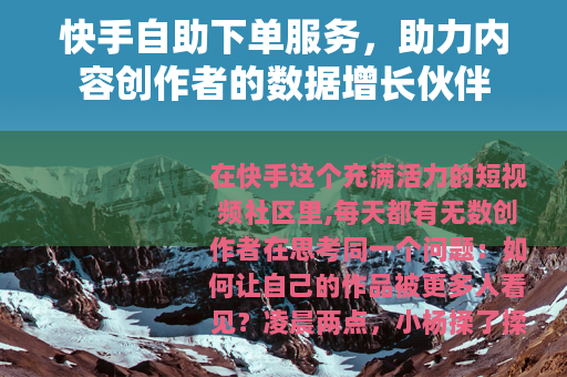 快手自助下单服务，助力内容创作者的数据增长伙伴