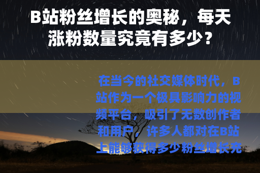 B站粉丝增长的奥秘，每天涨粉数量究竟有多少？