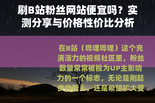 刷B站粉丝网站便宜吗？实测分享与价格性价比分析