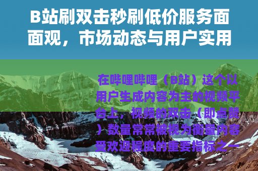 B站刷双击秒刷低价服务面面观，市场动态与用户实用指南