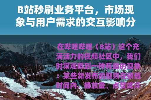 B站秒刷业务平台，市场现象与用户需求的交互影响分析