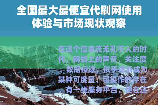 全国最大最便宜代刷网使用体验与市场现状观察
