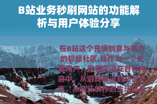 B站业务秒刷网站的功能解析与用户体验分享