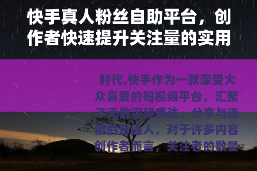 快手真人粉丝自助平台，创作者快速提升关注量的实用选择