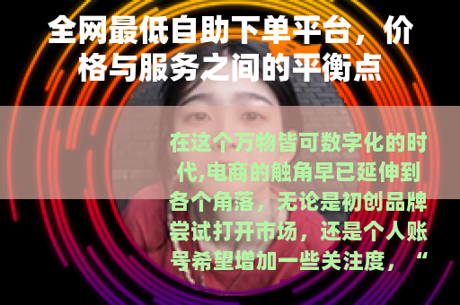 全网最低自助下单平台，价格与服务之间的平衡点