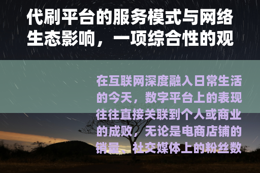 代刷平台的服务模式与网络生态影响，一项综合性的观察与讨论