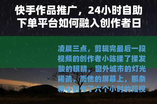 快手作品推广，24小时自助下单平台如何融入创作者日常
