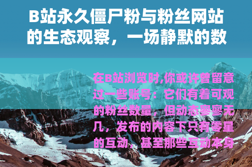 B站永久僵尸粉与粉丝网站的生态观察，一场静默的数字交易