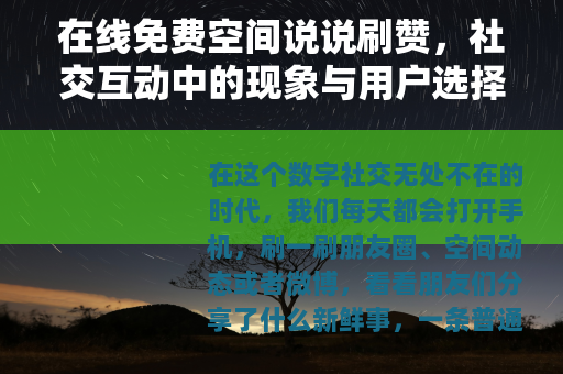在线免费空间说说刷赞，社交互动中的现象与用户选择分析