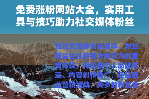 免费涨粉网站大全，实用工具与技巧助力社交媒体粉丝自然增长