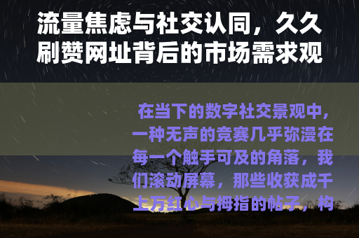 流量焦虑与社交认同，久久刷赞网址背后的市场需求观察