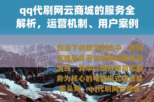 qq代刷网云商城的服务全解析，运营机制、用户案例与行业展望
